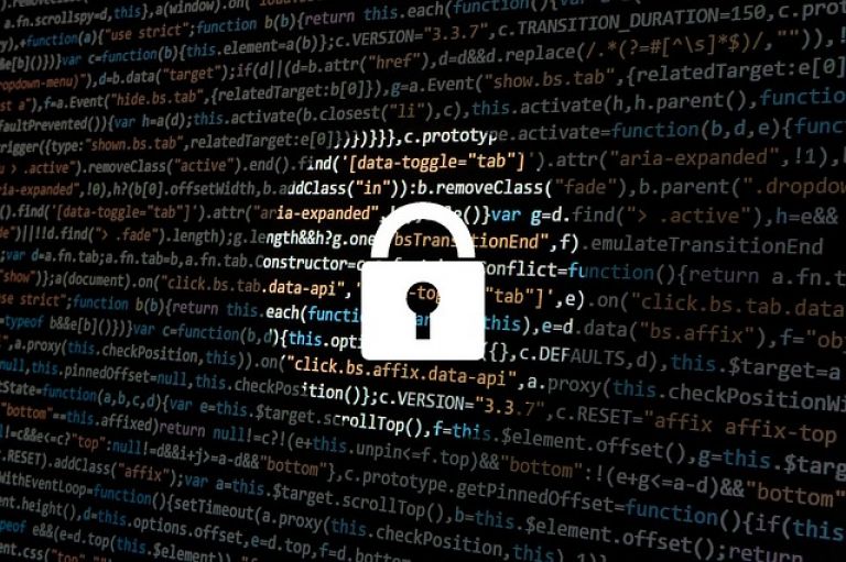 Padlock over website data for cyber security